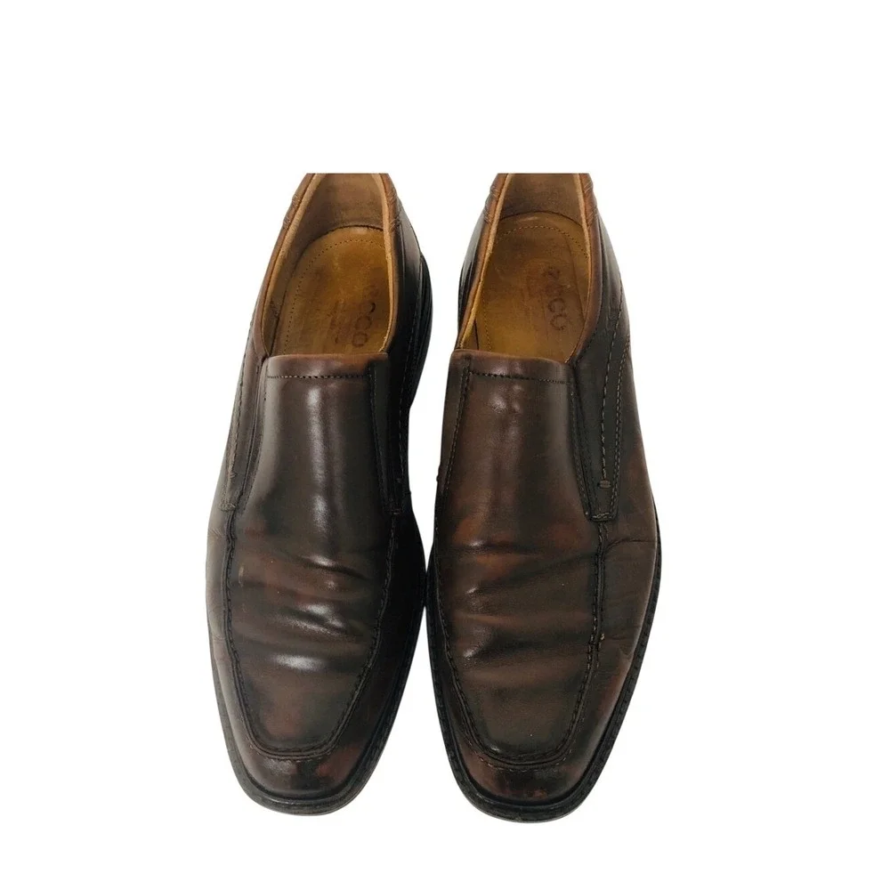 Ecco men's brown leather‎ loafers size 43